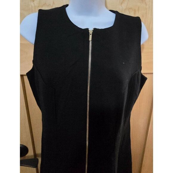 Ann Taylor Sleeveless Black Zip-Front Dress elegant date night office wear - Picture 4 of 9